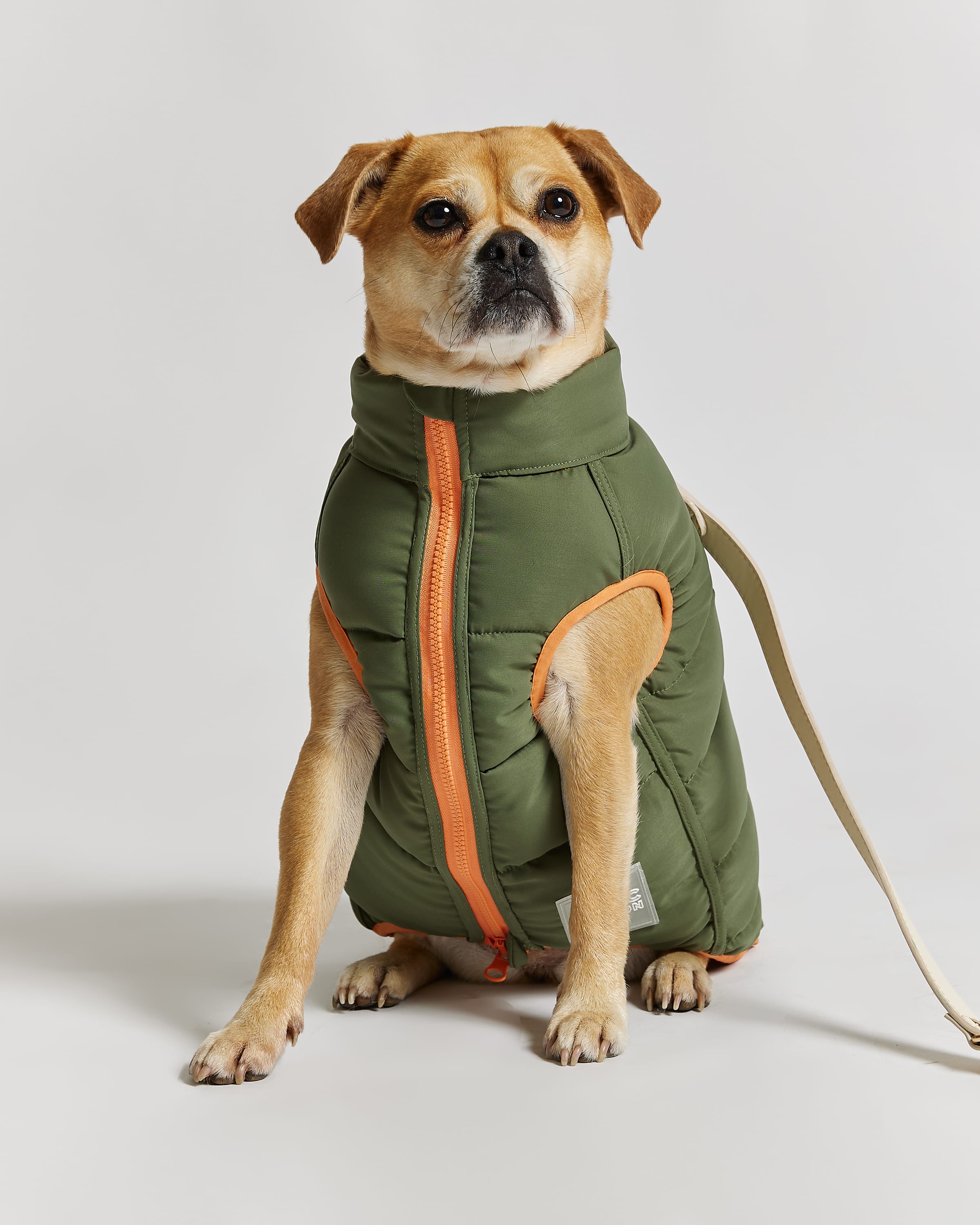 Reversible Dog Puffer Jacket, In Coral & Khaki Green | Barc London